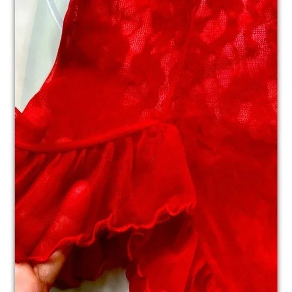 VTG Cinema Etoile Seductive Wear Baby Doll Sheer Sexy Red Nylon Nightgown - Picture 11 of 13